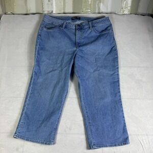 Riders By Lee Womens Capri Jeans Blue Denim Mid Rise Straight Leg Size 16 M